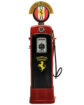 1950s Martin & Schwartz Gas Pump in Ferrari Livery. 86”x23”. Pump body finished in red, the black front panel presents laser cut graphics of the marque's name and prancing horse logo that is backlit in yellow. The pump is topped off with a lighted two-sided custom Scuderia Ferrari glass globe that rotates, Ferrari-inspired covered toggle switches control the operations of this stunning exhibit.